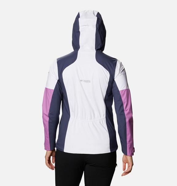 Columbia Titan Pass Rain Jacket White Pink Blue For Women's NZ83974 New Zealand